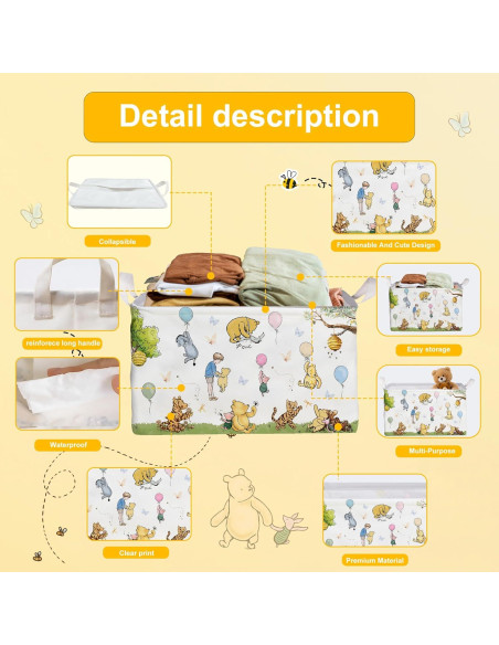 Cesta de Almacenamiento Winnie Pooh 38x25x22 cm Impermeable