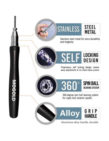 Cuerda para Saltar MOGOLD T08 Ajustable Autolock 3m