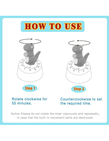 Paquete de 2 Temporizadores de Cocina ELE DEPI Dinosaurio Mecánico