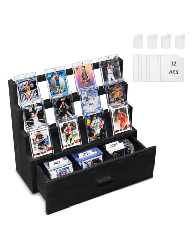 Exhibidor de Cartas Coleccionables Emfogo 3 Niveles Madera Negra