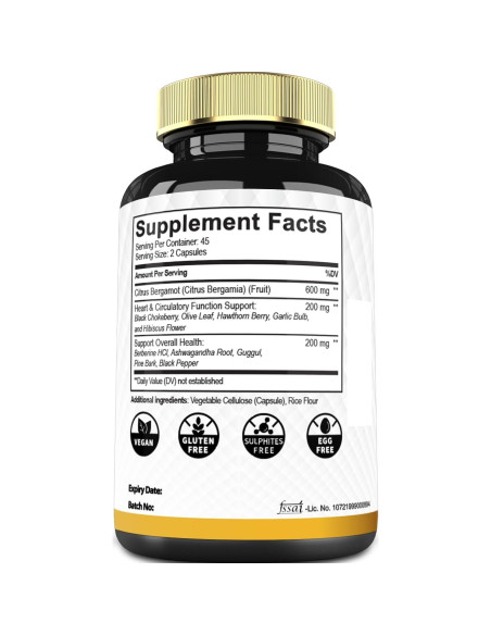 Suplemento de Bergamota Cítrica 1000mg Mecisco - 90 Cápsulas