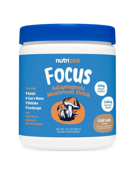 Bebida de Hongos Adaptógenos Nutrizen AM Focus Café Latte 30 Porciones