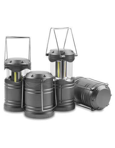 Lámpara de Camping LED Lichamp, 4 Linternas Plegables Gris