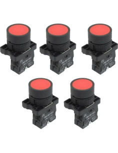 Interruptor de Botón Momentáneo Rojo uxcell 600V 10A 22mm 5pcs 2