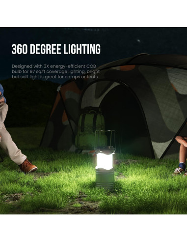 Lámpara de Camping LED Lichamp, 4 Linternas Plegables Gris