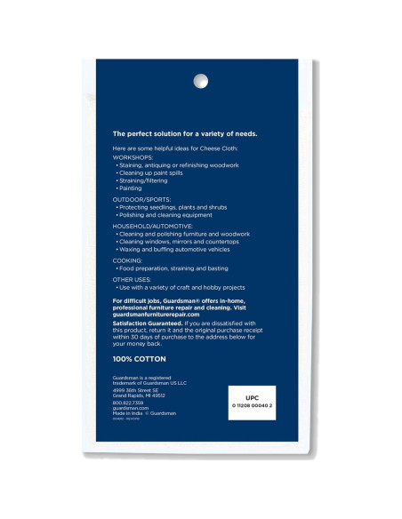 Tela de Queso 100% Algodón Guardsman 3.66m Ancho 22.86cm