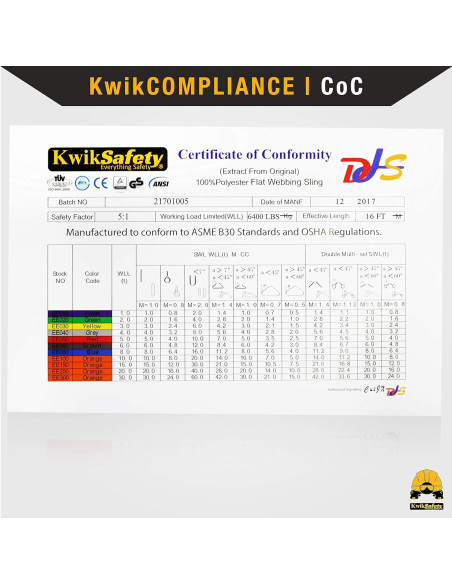 Eslinga de Elevación KwikSafety 2.54x4.88m 1451kg Poliester