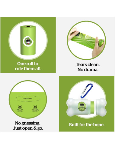 Dispensador de Bolsas de Excremento de Perro Pogi's - Incluye 15 Bolsas