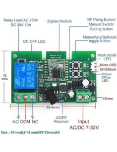 Interruptor Inteligente Zigbee Huacaoe 1CH 7-32V Control Remoto 2
