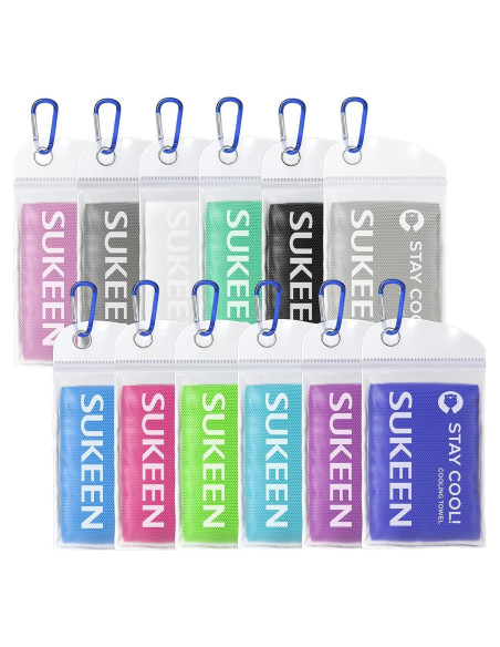 Toallas Enfriadoras Sukeen 12 Pack Microfibra 101.6x30.5cm