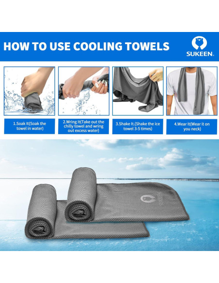 Toallas Enfriadoras Sukeen 12 Pack Microfibra 101.6x30.5cm