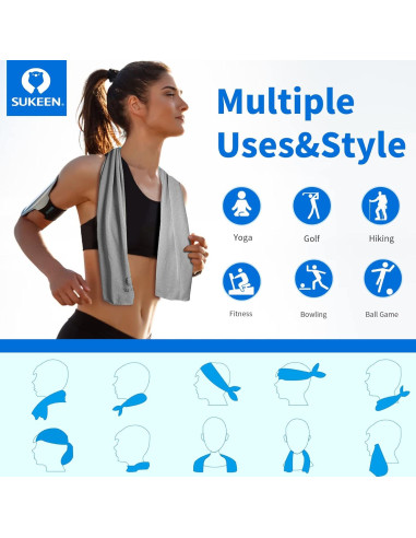 Toallas Enfriadoras Sukeen 12 Pack Microfibra 101.6x30.5cm