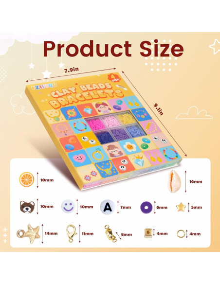 Kit de Fabricación de Pulseras FZIIVQU 6100 Piezas 24 Colores Kit de Fabricación de Pulseras FZIIVQU 6100 Piezas 24 Colores
