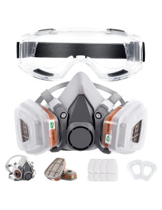 Máscara de respirador GZFDYW media cara con gafas y filtros