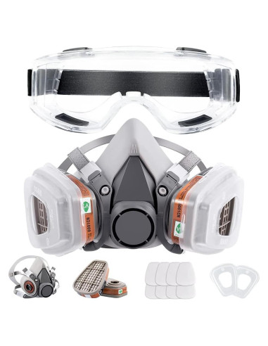 Máscara de respirador GZFDYW media cara con gafas y filtros