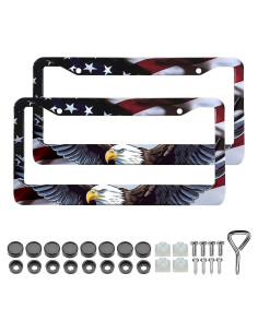 Marco de Placa de Licencia Patriótico LIN KANG - Aluminio con Bandera Americana