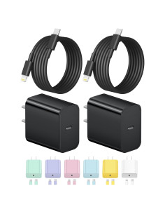 Cargador Rápido USB-C 20W para iPhone y iPad - 2 Cables 6FT