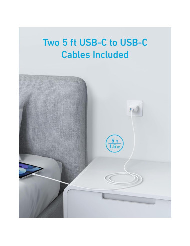 Cargador Rápido Anker 20W USB-C y USB-A, Paquete de 2
