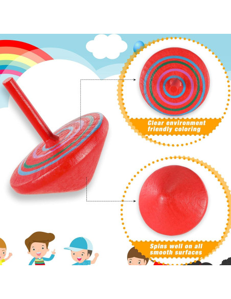 Trompos de Madera Aoriher Coloridos - 12 Piezas Educativos Trompos de Madera Aoriher Coloridos - 12 Piezas Educativos