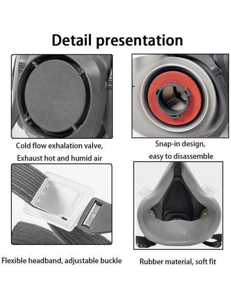 Máscara de respirador GZFDYW media cara con gafas y filtros