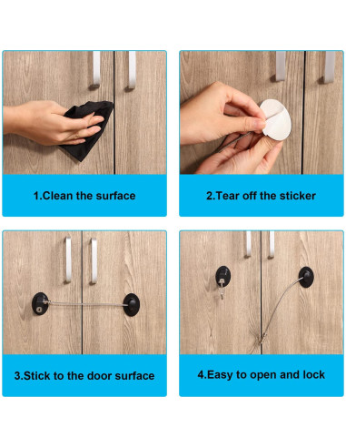 Cerraduras de Gabinete Hotop 4 Piezas Autoadhesivas Seguridad