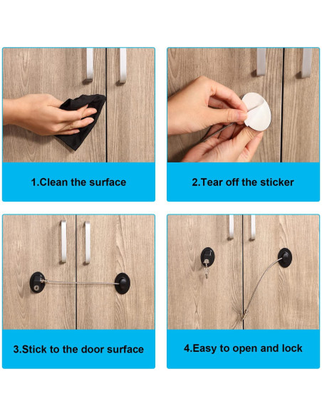 Cerraduras de Gabinete Hotop 4 Piezas Autoadhesivas Seguridad