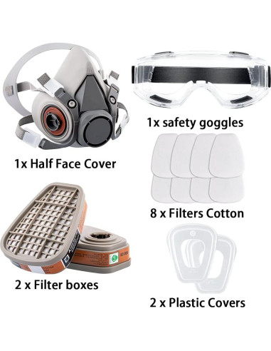 Máscara de respirador GZFDYW media cara con gafas y filtros