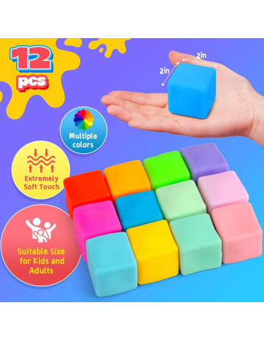 12PCS Cubos de Estrés Cambiantes de Color YAKHAN - Portátiles