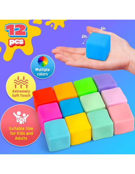 12PCS Cubos de Estrés Cambiantes de Color YAKHAN - Portátiles