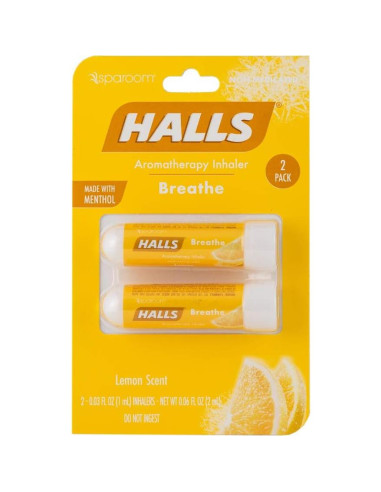 Stick Nasal Halls de Aromaterapia - Limón, 2 Unidades