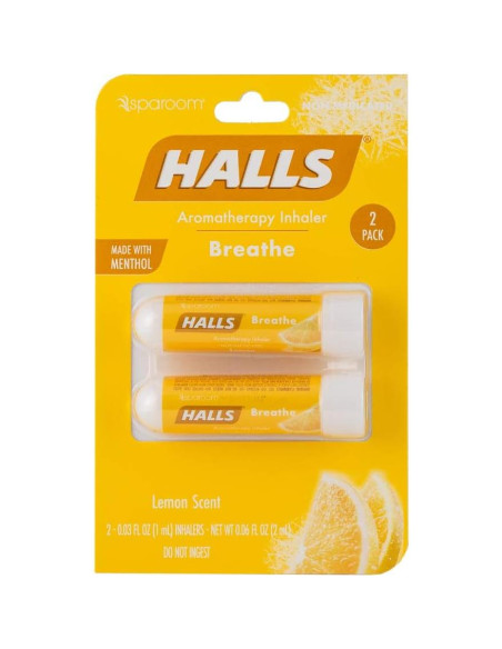 Stick Nasal Halls de Aromaterapia - Limón, 2 Unidades