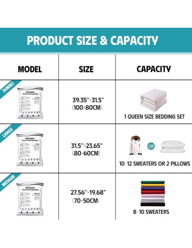 Paquete de 6 Bolsas de Almacenamiento al Vacío Newunisi