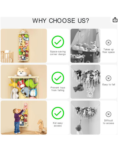 Organizador de Juguetes Befayoo Beige - Almacenamiento de Peluches Ajustable