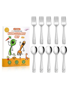 Juego de Cubiertos para Niños VITEVER 10 Piezas Acero Inoxidable
