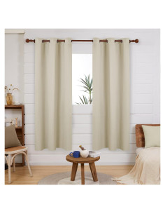 Cortina Opaca Deconovo 107x160 cm Beige - Aislante Térmico y Acústico
