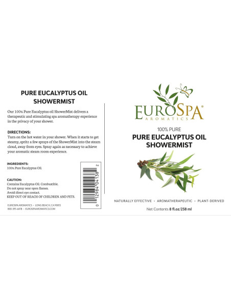 Aceite de Eucalipto Puro EuroSpa Aromatics 60 ml Spray Ducha