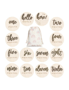Carteles de Hitos Mensuales 3D de Madera para Bebés - 7 Discos