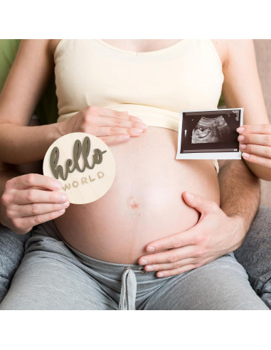 Carteles de Hitos Mensuales 3D de Madera para Bebés - 7 Discos