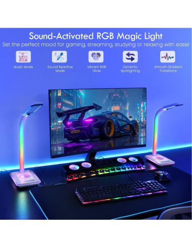 Lámpara de Escritorio RGB SMARTERIOR G3D con Carga Inalámbrica