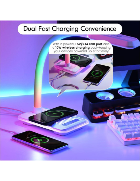 Lámpara de Escritorio RGB SMARTERIOR G3D con Carga Inalámbrica