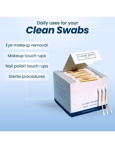 Clean Skin Club Clean Swabs 500 Unidades Biodegradables Algodón Orgánico