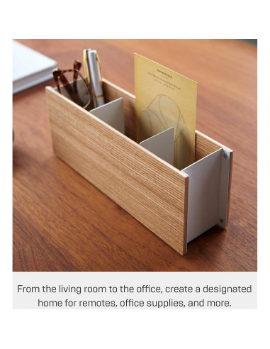 Organizador de Escritorio Yamazaki Home Rin - Acero y Madera