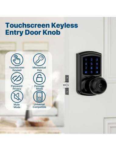 Cerradura Inteligente HIDALIFE HL-668K Teclado Táctil Negro Mate