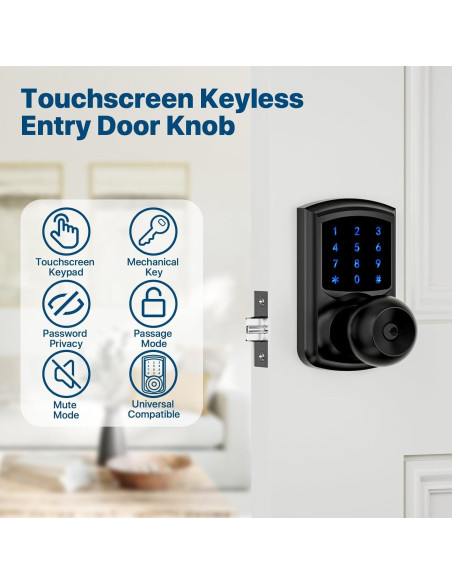 Cerradura Inteligente HIDALIFE HL-668K Teclado Táctil Negro Mate