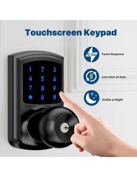 Cerradura Inteligente HIDALIFE HL-668K Teclado Táctil Negro Mate