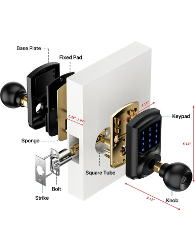 Cerradura Inteligente HIDALIFE HL-668K Teclado Táctil Negro Mate