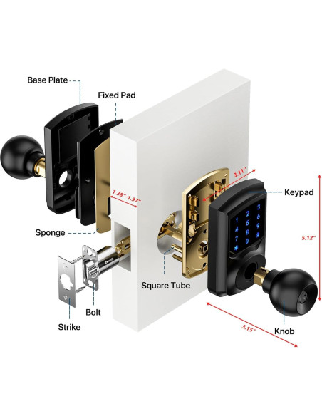 Cerradura Inteligente HIDALIFE HL-668K Teclado Táctil Negro Mate