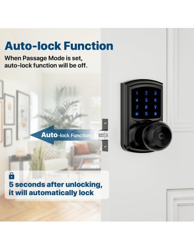 Cerradura Inteligente HIDALIFE HL-668K Teclado Táctil Negro Mate