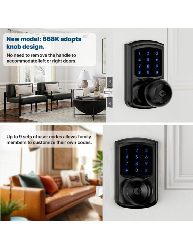 Cerradura Inteligente HIDALIFE HL-668K Teclado Táctil Negro Mate