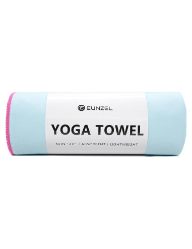 Toalla de Yoga Antideslizante Eunzel Microfibra 185x67cm Azul/Rosa